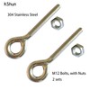 2 Pcs Eye Bolt M12 Made of 304 Stainless Steel