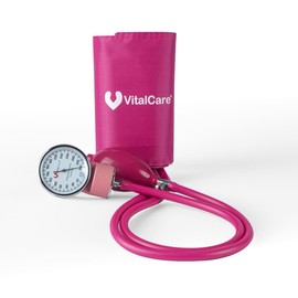 VitalCare | Baumanómetro Aneroide Manual (Rosa) | Brazalete Amplio (22-45 cm) | Medición Precisa y Profesional