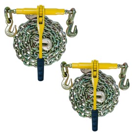 Chain and Binder Kit 5/16in-3/8in，G80 Chains Heavy Duty Ratchet Load Binders，Secure Tie Down Binder for Hauling and Towing,2 Pack