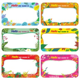 300 Pcs Name Tag Label Sticker in 6 Designs with Perforated Line for School Office Home (3.5"x2.2" Each) …