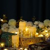 H-BLOSSOM Flickering Flameless Candles Ivory Real Wax Pillar with Embedded