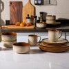 LeRatio Ceramic Dinnerware Sets,12-Piece Plates and Bowls,Handmade Reactive Glaze Dishes