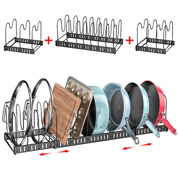 X-cosrack 15 Adjustable Dividers Pot and Pan Organizer Rack, 7"D