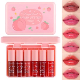 TITIMORE Lip Tint Stain Set 6 Colours Mini Liquid Lipstick Hydrating Waterproof Moisturiser Lip Gloss Long Lasting Lip Stain Shiny Liquid Lipstick Lip Stains Colour Makeup
