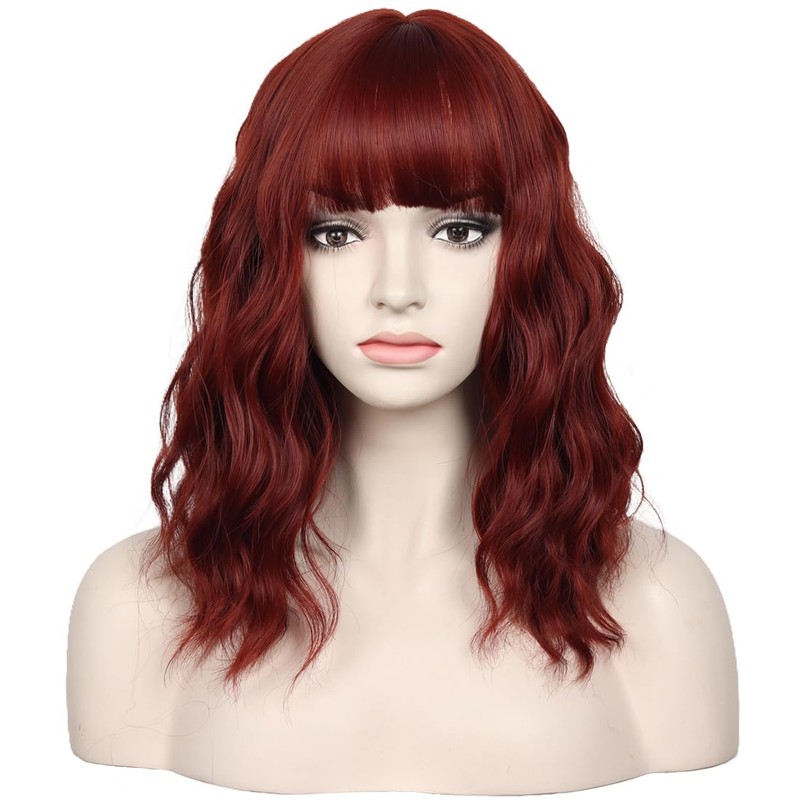Short 14 Inches Pastel Wavy With Air Bangs Bob Cosplay