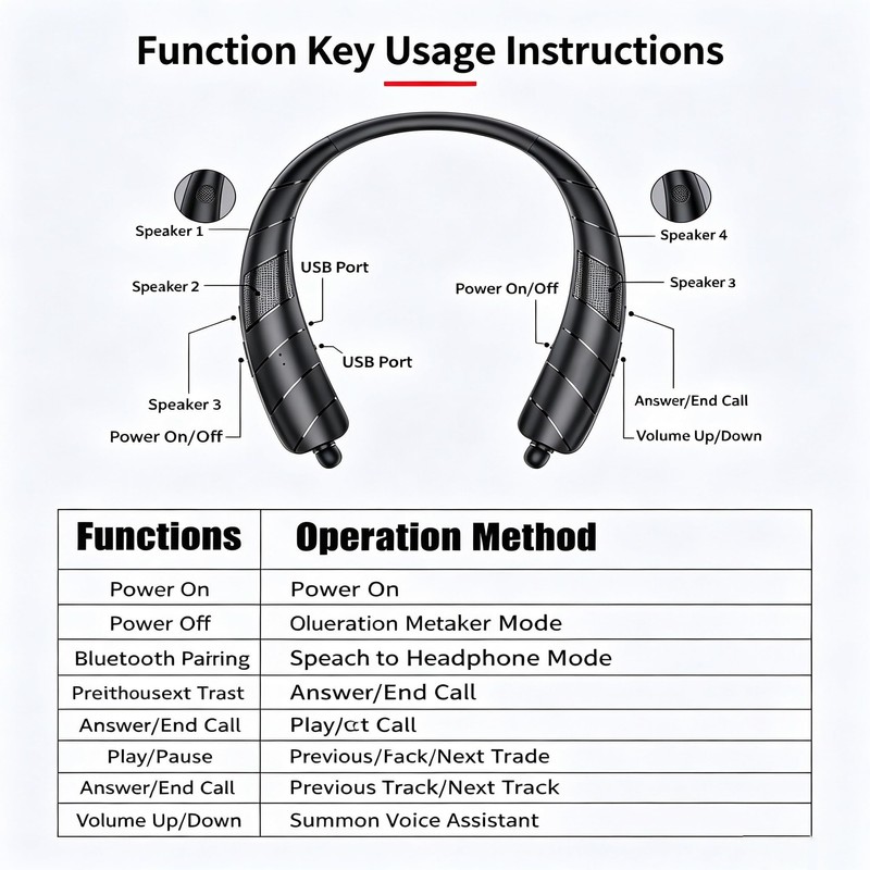 MOCANIO Bluetooth Neckband Earphones, Wireless Earbuds with 48H Playtime, 4