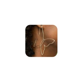 fxmimior Fashion Women Bohemian Gold Big Butterfly Earrings Tassels Long Chain Drop Dangle Earrings for Women