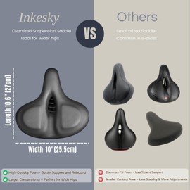 Comfortable Bike Seat with Suspension Seatpost, Large Oversized Saddle, Upgrade for EBIKE (31.8x350mm, Include 27.2mm Post and 31.8mm Shim)