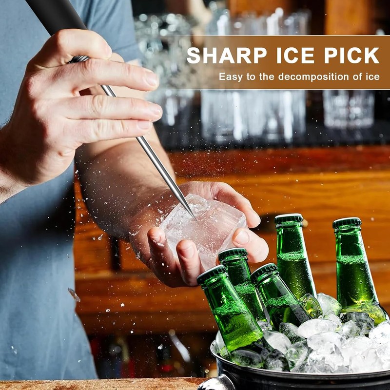 2 PCS Stainless Steel Ice Picks,Non-Slip Plastic Handle,Pick Tool for