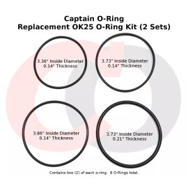 Captain O-Ring OK25 O-Rings for OmniFilter OB1,WH5,U25 Water Filter Housings (2 Sets, 8pcs)