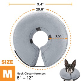 BENCMATE Protective Inflatable Collar for Dogs and Cats - Soft Pet Dog Cone Recovery Collar Does Not Block Vision E-Collar(Medium, Grey)