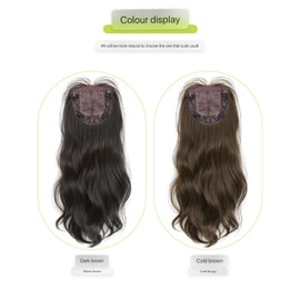 6"x6" Hair Forehead Replacement Piece Clip in Loose Wavy Supplement Topper With Wispy Fringe for Thinning Hair Dark Brown，No need for a hairnet, naturally fluffy.