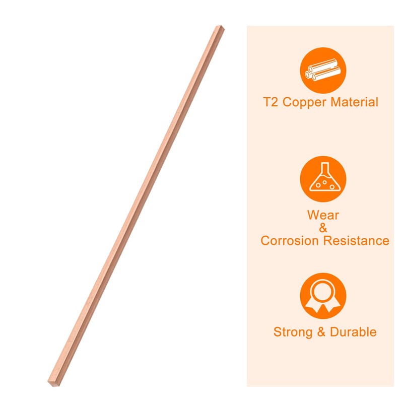 sourcing map Copper Flat Bar, 1/4" Thickness x 1/4" Width