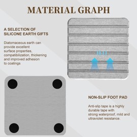 4PCS Gray Diatomite Tray Set, Water Absorbing Stone Coasters for Sink, Fast Drying Soap Holder & Sponge Rest for Bathroom Kitchen Countertop, Non-Slip Square Drying Mat, 4 x 4 x 0.4 Inches