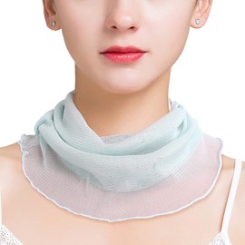 QinTian Silk Neck Warmer, Scarf, UV Protection, Goods, Neck Cover, UV Protection, UV Protection, For Women, Sunshade, Neck Warmer, Silk Gift, Birthday Gift, No.6 Light Blue