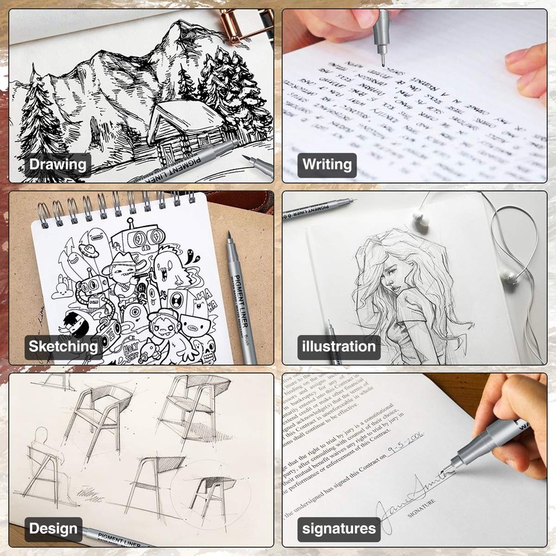AKARUED Drafting Pen, Set of 9, Water-based Pen, Cartoon Pen,