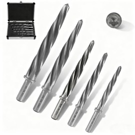 Lichamp 5-Piece M2 HSS Reamer Drill Bit Set, 3/8" 1/2" 9/16" 5/8" 3/4" High Speed Steel Chucking Reamer Set for Metal