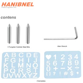 24W Engraving Pen with Letter/Number Stencil, 5 Speed Rotary Engraving Tool with Tungsten Carbide Steel Bits for Metal, Stone, Wood, Glass, DIY Crafts