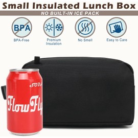 FlowFly - Lonchera pequeña con aislamiento, portátil, bolsa suave, mini enfriador, térmica para comidas con hebilla para el trabajo, BlackWithBuckle