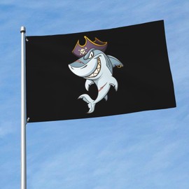 Pirate Shark Flag 3x5 Ft Outside Breeze Outdoor Flags With Grommets For Yard Indoor Room Décor Banner Sign