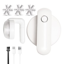 bestmoument Fabric Shaver, Lint Remover Rechargeable, Electric Portable Sweater Defuzzer Digital LED Display to Remove Pilling for Clothes, Furniture, (White with Three Shaver Blades)