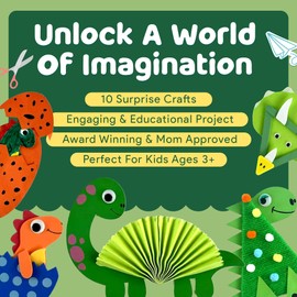 Mumaloo Dinosaur Craft Box - 10 Creative Arts and Crafts for Kids Ages 4-8, Fun, No Mess, Educational, Toddler, Preschool & Homeschool Activities Kit with Supplies, 3 4 5 6 7 8 Year Old Girls and Boys