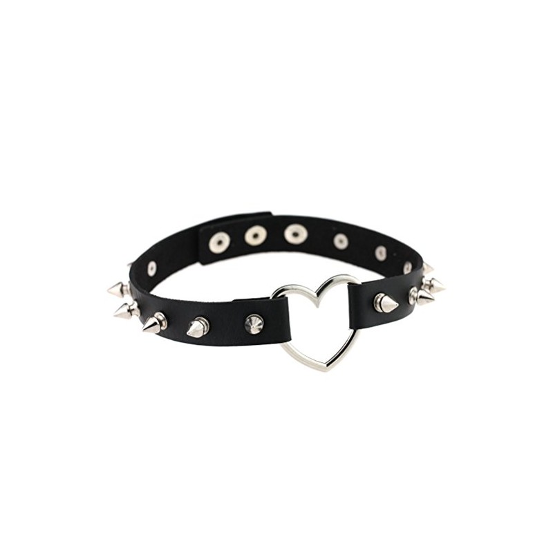 FM FM42 Green Simulated Leather PU Silver-tone Heart Ring Rivet