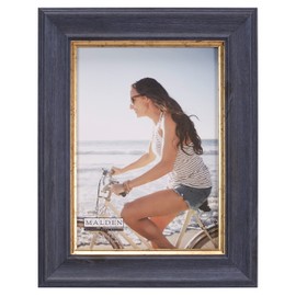 Malden International Designs 5x7 Navy Blue wth Gold Inner Border Picture Frame