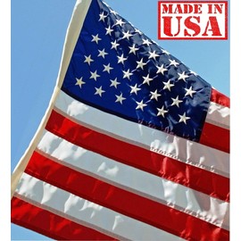US Flag Factory - 2x3 FT US AMERICAN FLAG (Embroidered Stars & Sewn Stripes) Outdoor SolarMax Nylon Flag - Made in America - Premium Quality (2'x3')