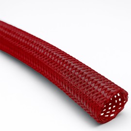 Electriduct 1" Hook Self Closing Sleeve Braid Wrap Around Sleeving Flame Retardant Flexible Mesh Cord Cover Cable Protector Wire Organizer - 10 Feet - Red