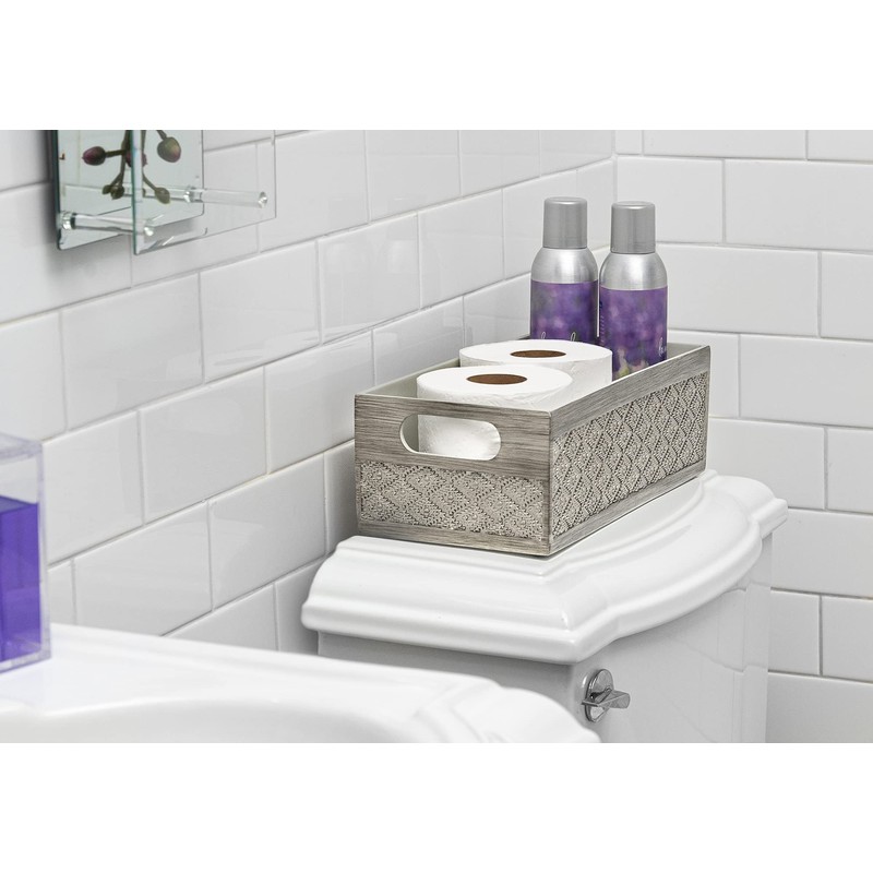 Creative Scents Dublin Silver Bathroom Decor Box Toilet Paper Holder