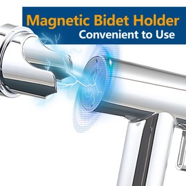 jeriussg Chrome Handheld Bidet Sprayer for Toilet, Magnetic Jet Spray for Toilet with 2 Modes, Wall Mount Adjustable Water Pressure Hand Bidet