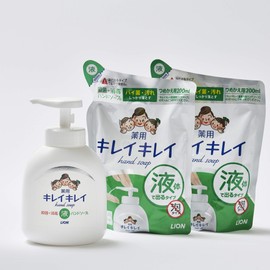Lion Kirei Kirei Liquid Hand Soap Set LBH-10P Main Unit 8.5 fl oz (250 ml) + 200 ml Refill Pack x 2 Bags