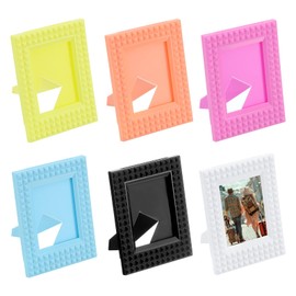 sourcing map 2 x 3 Picture Frame, 6 Pcs Mini Plastic Photo Frame Rustic Retro Photo Frame for Desktop Display Photos Paintings Landscape Posters Artwork, White/Black/Blue/Orange/Yellow/Pink