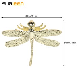 2Pcs Brass Dragonfly Drawer Knobs Handles, Gold Door Drawer Knobs Pulls, Vintage Animal Drawer Pull Handles, Furniture Hardware Accessories Door Handles with Screws for Cabinet Cupboard Wardrobe