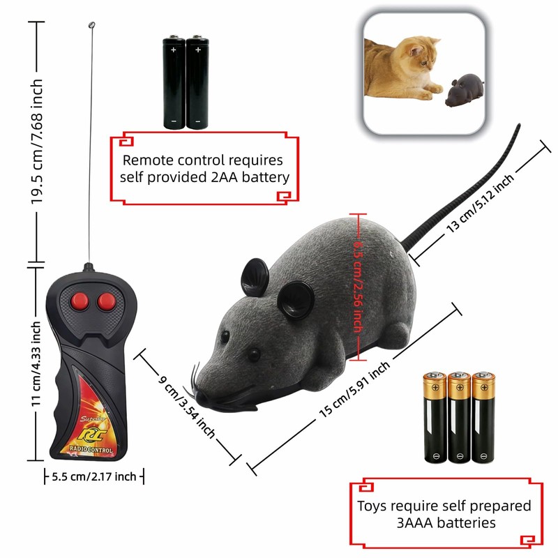 Remote Control Mouse Cat Toy, Realistic RC Interactive Pet Toy
