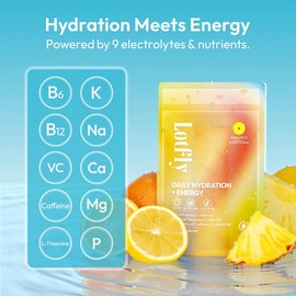 LOTFLY RAPID HYDRATION+ENERGY - Orange Lemon Pineapple - Electrolyte Powder Drink Mix | 9 Electrolyte Blend | Convenient Single-Serve Sticks | 0 Sugar, 0 Fat:_Pineapple