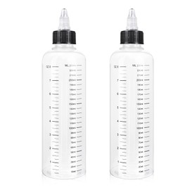 2Pcs Applicator Bottle for Hair Twist-On Top Tip Cap with Clear Graduated Scale 8.45 Ounce Hair Applicator Bottle Hair Oil Applicator Plastic Bottle Root Hair Dye Bottle