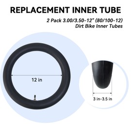 2 Pack 3.00/3.50-12" Dirt Bike Inner Tubes 80/100-12 3.00-12 3.50-12 Replacement Bike Tire Tube with TR13 Valve Stem for Mini Pit Bike Motorcycle Tire Tubes
