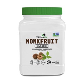 Morning Pep Monk Fruit Sweetener, Classic | White Sugar Substitute, Keto Diet Friendly, 1:1 Sugar Replacement, For Baking, Coffee, Tea, Zero Calorie Non Gmo Project Verified, OU Kosher, White - 2.5 lb
