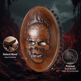 Inferno Styler by EAGLE FORTRESS 100% Boar Bristle Beard Hair Brush for Men - Portable Military Style Beard Brush with Hand-Polished Wooden Handle - Smoothing for Effortless Grooming