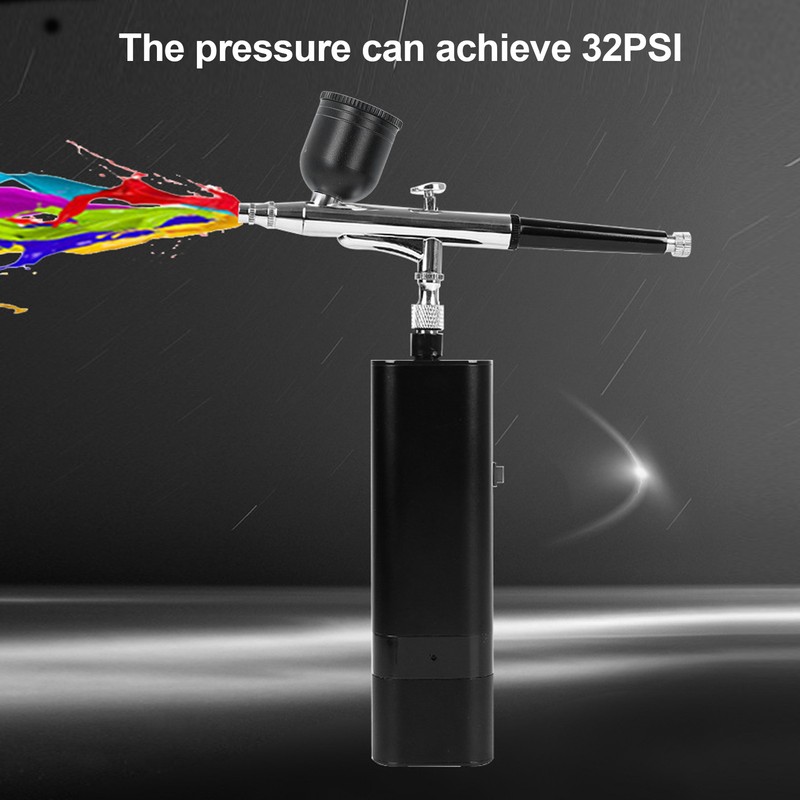Airbrush Kit 32PSI High Pressure Adjustable Airflow 0.3mm Nozzle Rechargeable