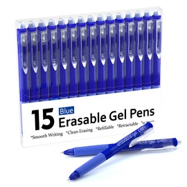 Erasable Gel Pens, Lineon 15 Pack Blue Retractable Erasable Pens Clicker, Fine Point, Make Mistakes Disappear, Blue Ink for Writing Planner and Crossword Puzzles