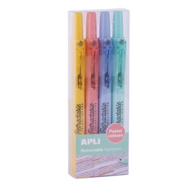 APLI 18933 - 4 Piece Pastel Retractable Chisel Tip Highlighter Set