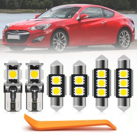 11pcs Genesis LED Interior Lights Bulb Kit for Hyundai Genesis Coupe 2010 2011 2012 2013 2014 2015 2016 Super Bright 6000K Map Trunk Lights Interior LED Light Bulbs Package + Install Tool