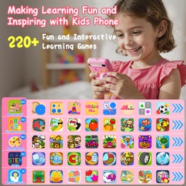 Kids Smart Phone Toys with 3.97" Touchscreen, Christmas Birthday Gifts for Kids Ages 3-12, Toddler Learning Cell Phone with Games & Dual Camera, Girls Phone Toys for Age 3 4 5 6 7 8 9 Years Old