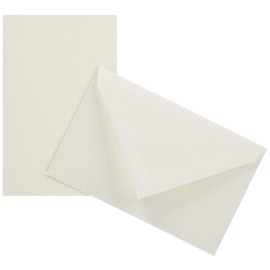 Clairefontaine - Ref 25600L - G.Lalo Correspondence Set - 10 x Business Cards (85 x 135mm, 300gsm) + 10 Lined Envelopes (90 x 140mm) - French Laid Paper, White