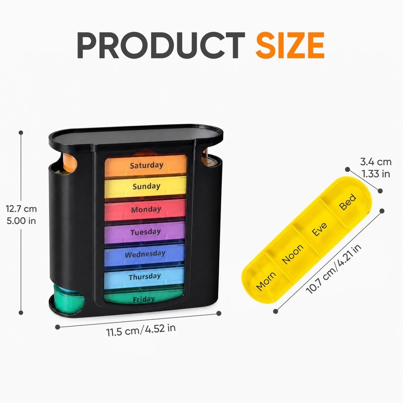 7-Day Pill Box with 28 Large Compartments, Four Times Daily