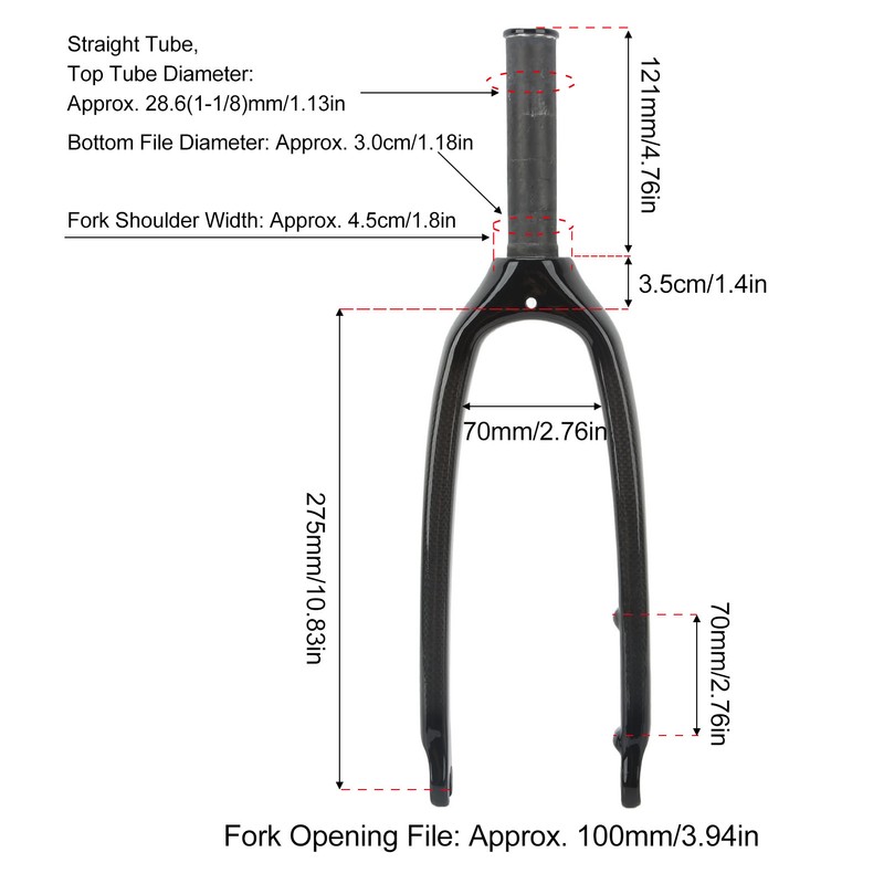 20in Carbon Fiber Front Fork Lightweight High Strength Mountain Bike