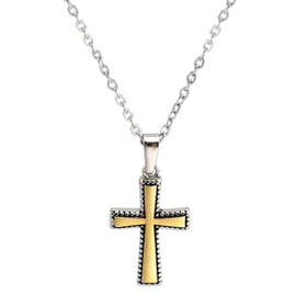 ZYINING Cross Necklace 18K Gold Plated Cross Faith Pendant Necklace for Women Men Teens Baptism Graduation Confirmation Lucky Protection Jewerly, Stainless Steel, cross, Silver
